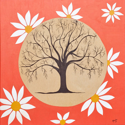 Daisy Series In Orange  — 50×50cm, 20×20" Print only